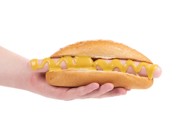 Mano che tiene hot dog . — Foto Stock