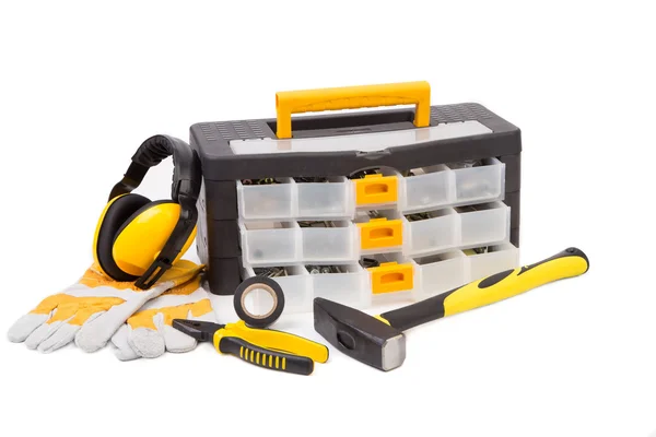 Black toolbox with tools. — Stock Photo, Image