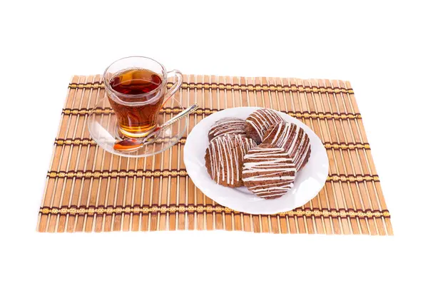 Çay bisküvi ile — Stok fotoğraf