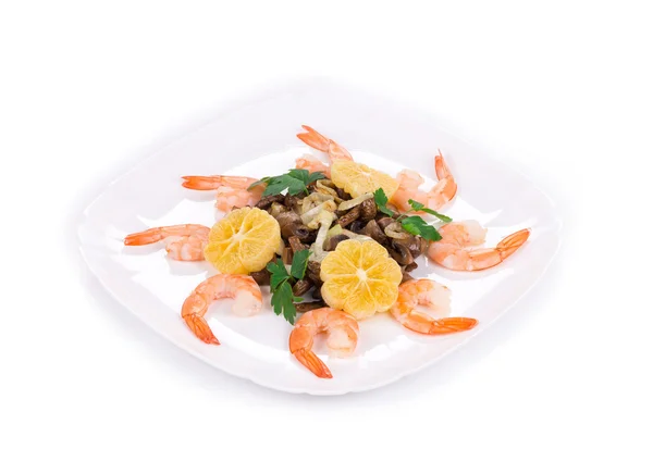 Salada de camarão com cogumelos — Fotografia de Stock