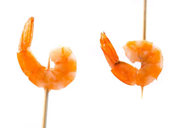 Grilované krevety na špejli — Stock fotografie