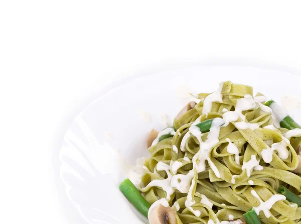 Pasta with pesto sauce — Stock Photo, Image