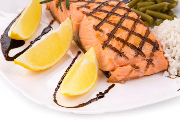 Grilled salmon steak — Stock Photo, Image