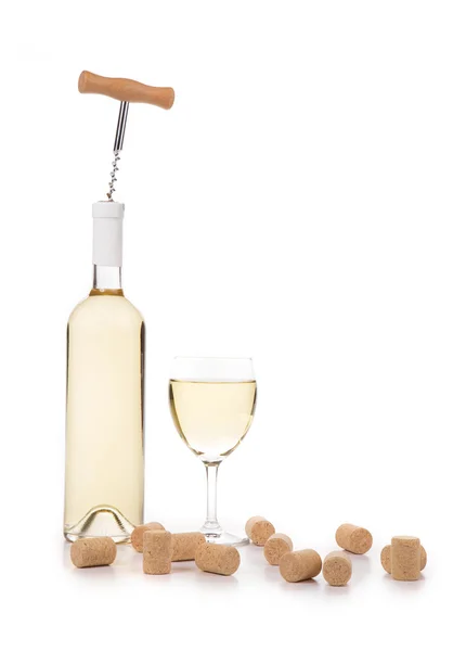 White wine with corks — Stock Photo, Image