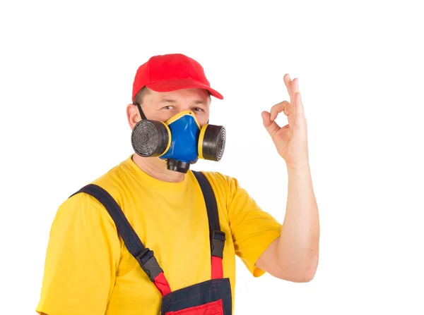 Worker in gas mask — Stock Photo, Image