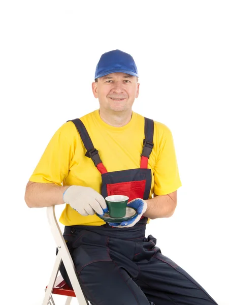 Trabajador con taza de té — Foto de Stock