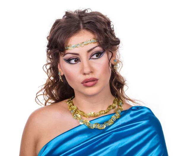Estilo egipcio Mujer en vestido azul — Foto de Stock