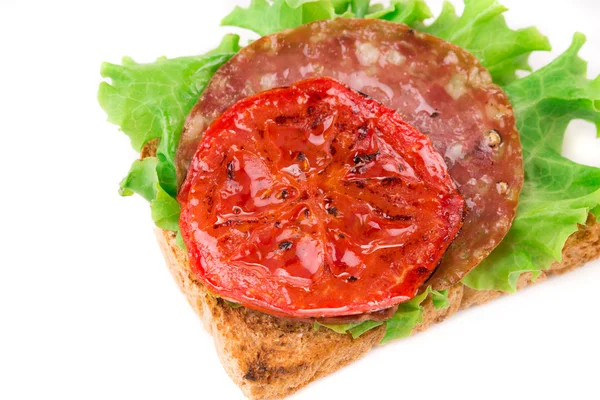 Закрыть вкусный сэндвич — стоковое фото