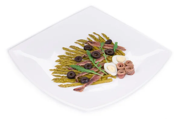 Asparagus salad with anchovies — Stock Photo, Image