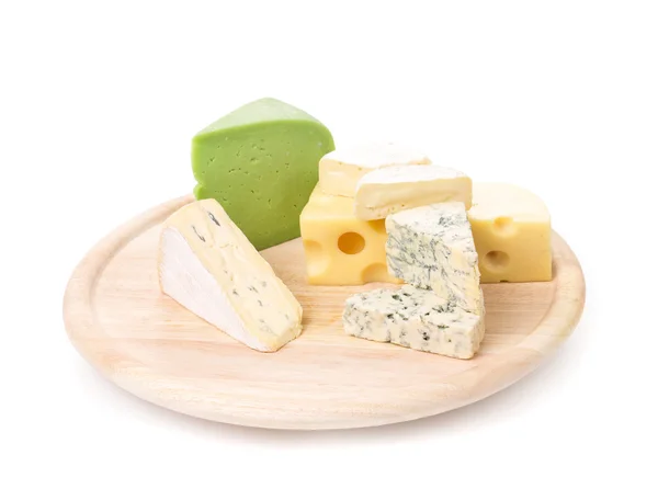 Different cheeses on cutting board — Stock Photo, Image