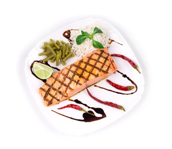 Filetto di salmone con risotto — Foto Stock