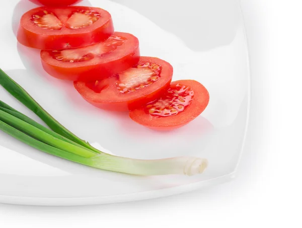 Tomato and spring onion — Stock Photo, Image