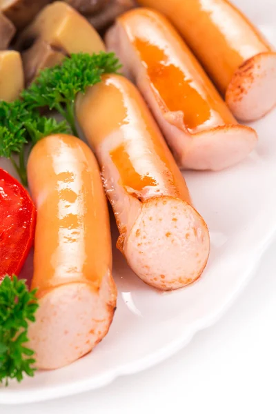 Salad with sausages — Stock Photo, Image