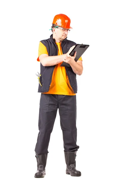 Trabajador escribiendo en carpeta . —  Fotos de Stock