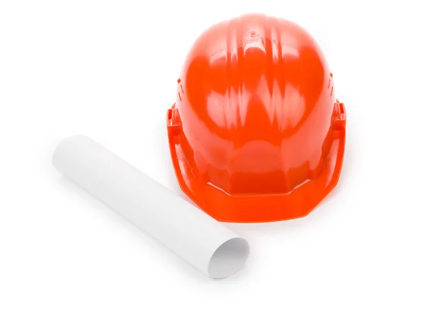 Side view of red hard hat.