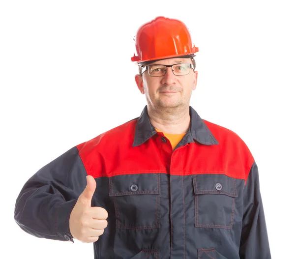 Worker with thumb up. — Stock Photo, Image