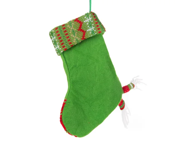 Calcetín verde de Navidad — Foto de Stock