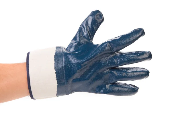 Резиновая защитная голубая перчатка — стоковое фото