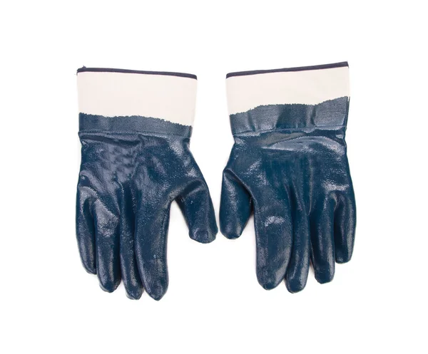 Guantes de trabajo de goma azul . — Foto de Stock