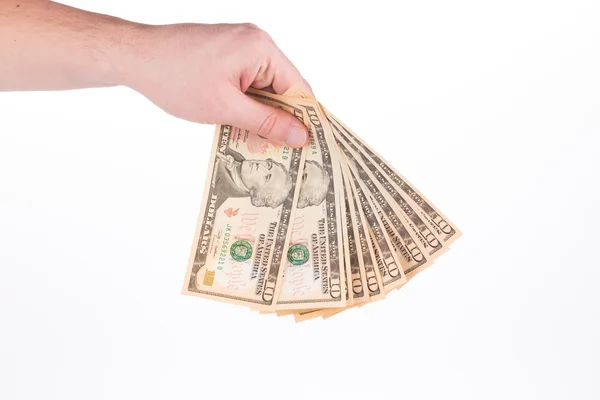 Ruka držící americké dolarové bankovky. — Stock fotografie
