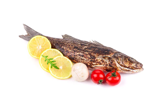 Grilled seabass with vegetables — Stock Photo, Image