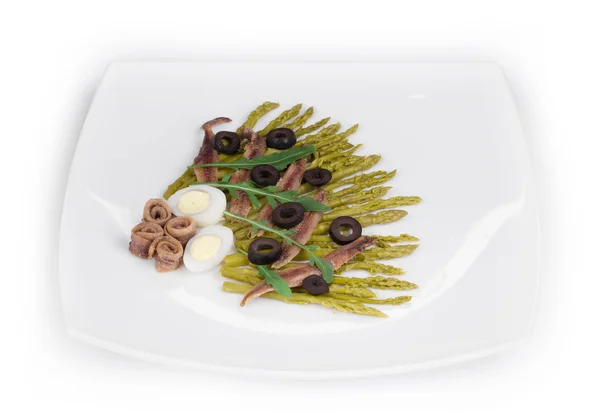 Asparagus salad with anchovies — Stock Photo, Image