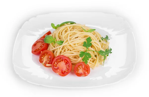 Tagliatelli pasta med tomater — Stockfoto