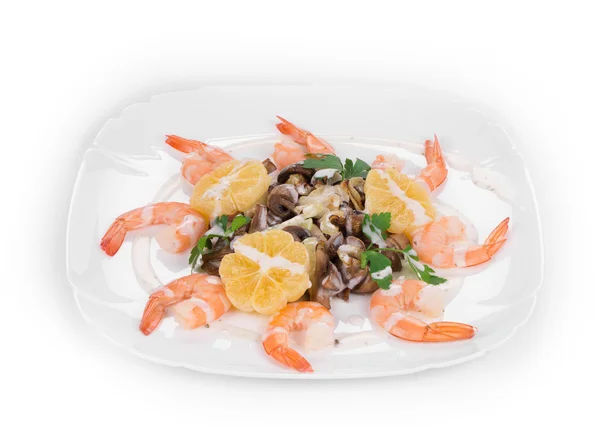 Shrimp salad with mushrooms — Stock Photo, Image