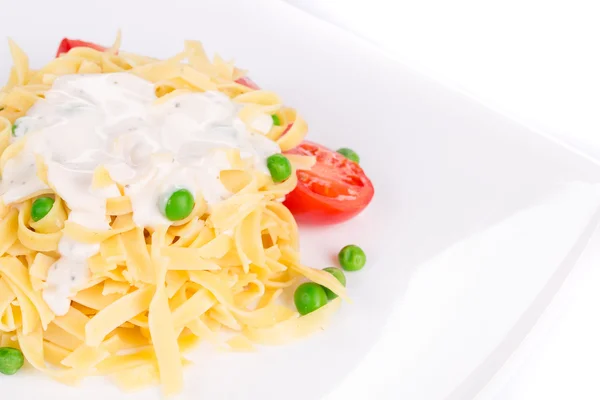 Italian pasta with white sauce — Stock Photo, Image