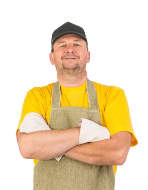 mutlu işçi portre.