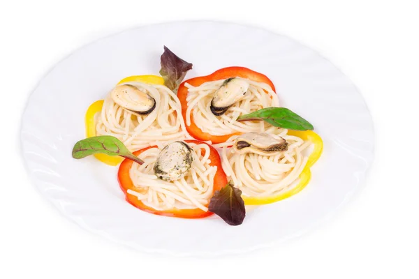 Pastas italianas con mariscos — Foto de Stock