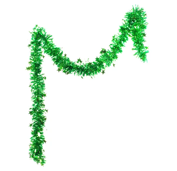 Green tinsel with stars. — Stock Photo, Image