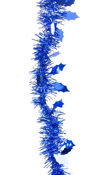 Christmas blue tinsel with stars. — Stock Photo, Image