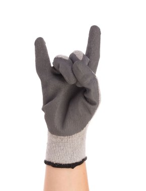 Kauçuk koruyucu gri eldiven.