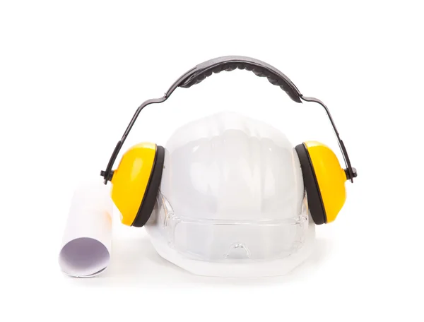 Hard hat and ear muffs. — Stock Photo, Image