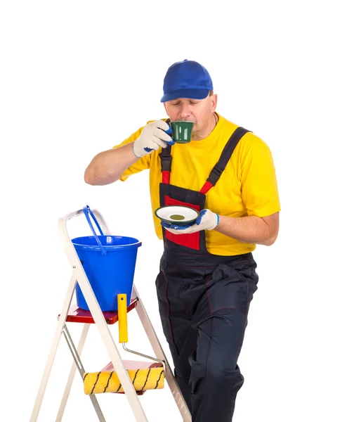 Trabajador en escalera — Foto de Stock