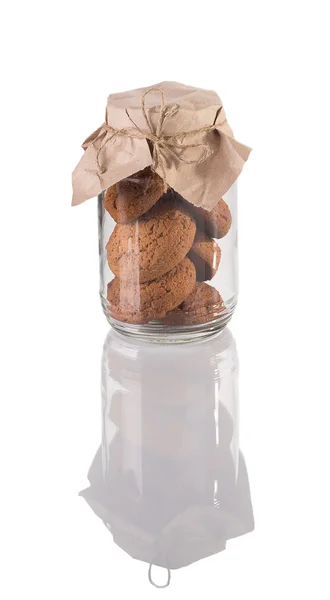 オートミール クッキーが付いているガラス瓶. — ストック写真