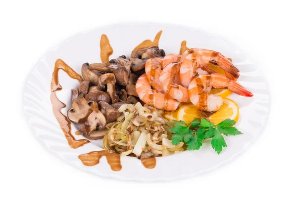 虾沙拉配蘑菇 — 图库照片