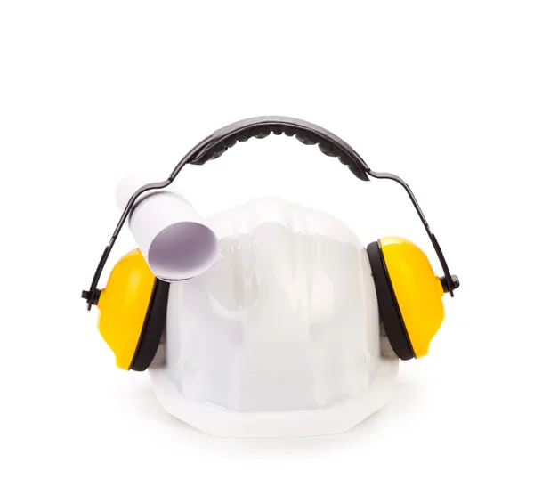 Hard hat and ear muffs. — Stock Photo, Image