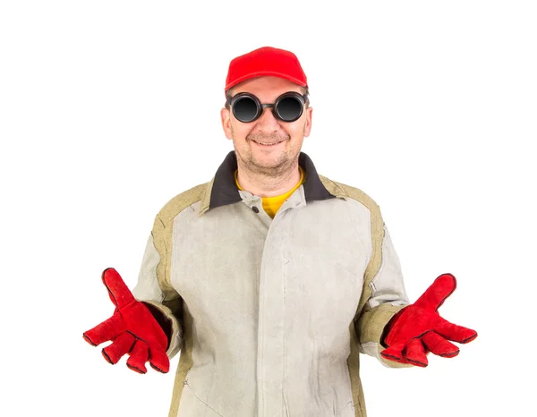 Smiling welder in glasses. — Stock Photo, Image