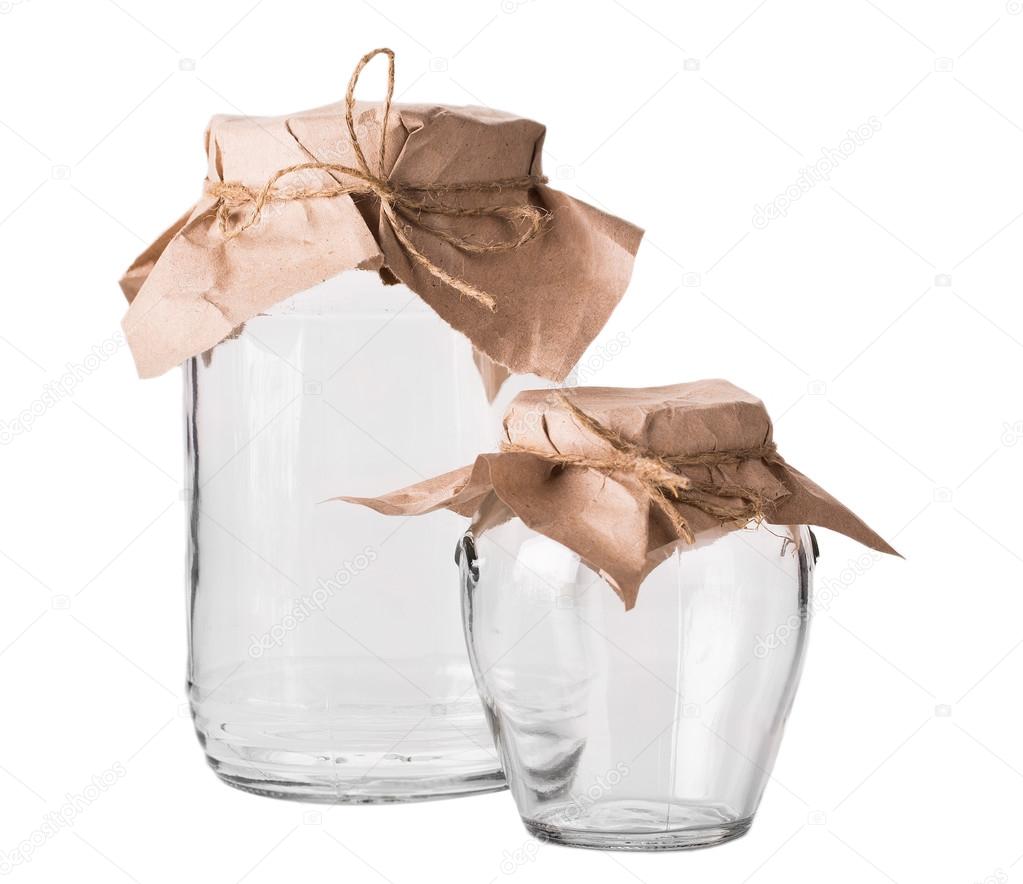 Two empty glass jars