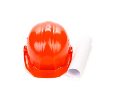 Kırmızı kask ve kağıt rulo