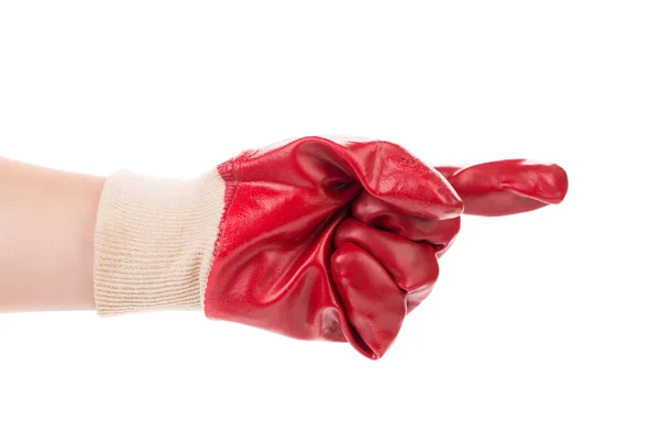 Hand in rubberen handschoen. — Stockfoto