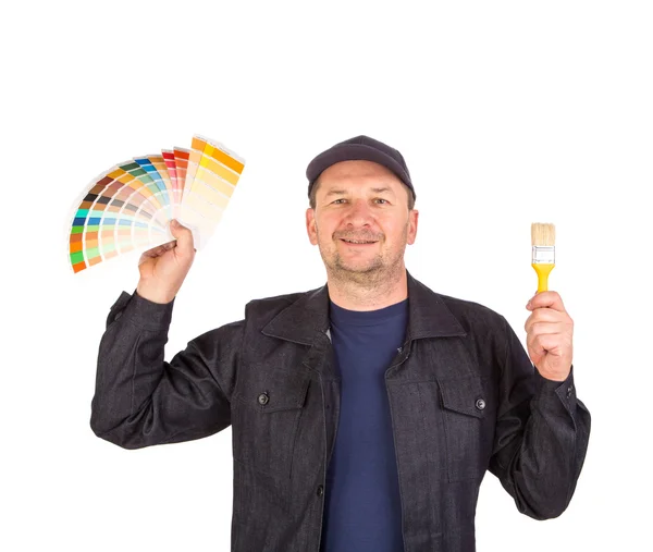Człowiek z próbki kolorów — Zdjęcie stockowe