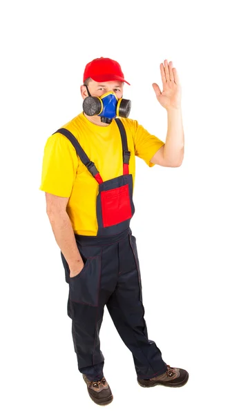 Arbeiter mit Gasmaske. — Stockfoto