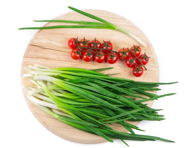 Onions and cherry tomatoes — Stock Photo, Image