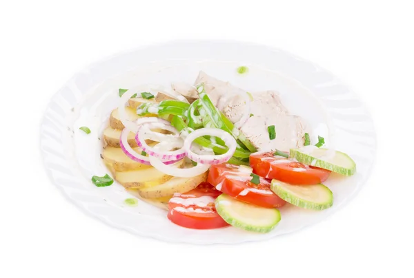 Meat salad with vegetables. — Stock Photo, Image