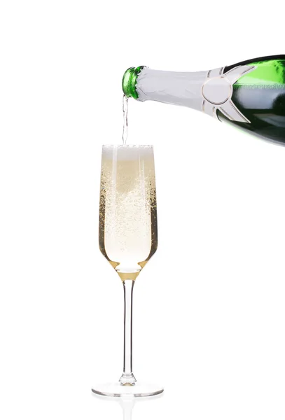 Champagne pouring in   glass. — Stock Photo, Image