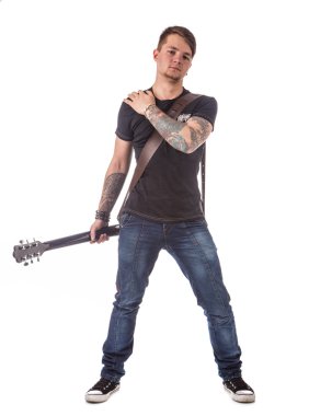 Holding gitar gitarist kurşun