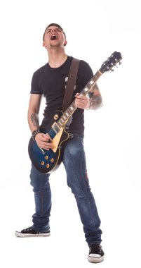 Lead guitarist playing guitar clipart